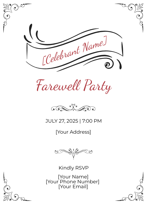Elegant Farewell Party Invitation