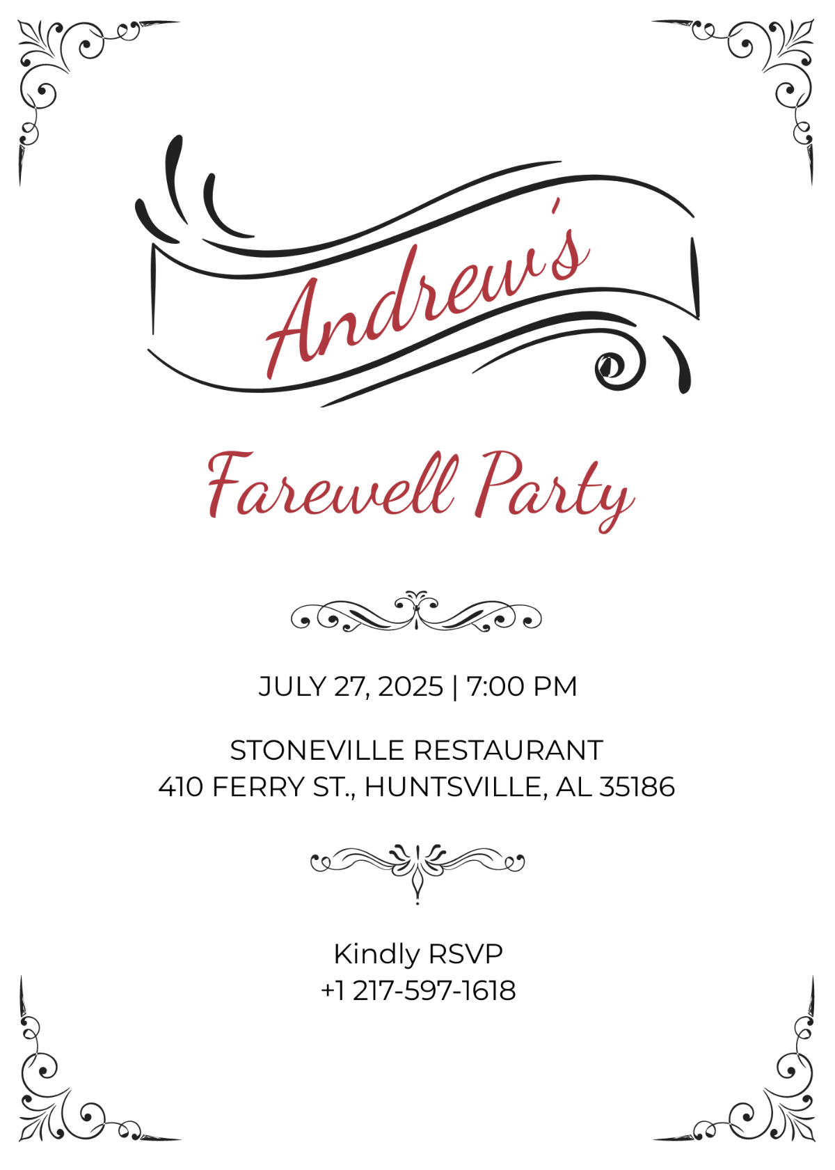 Elegant Farewell Party Invitation Template