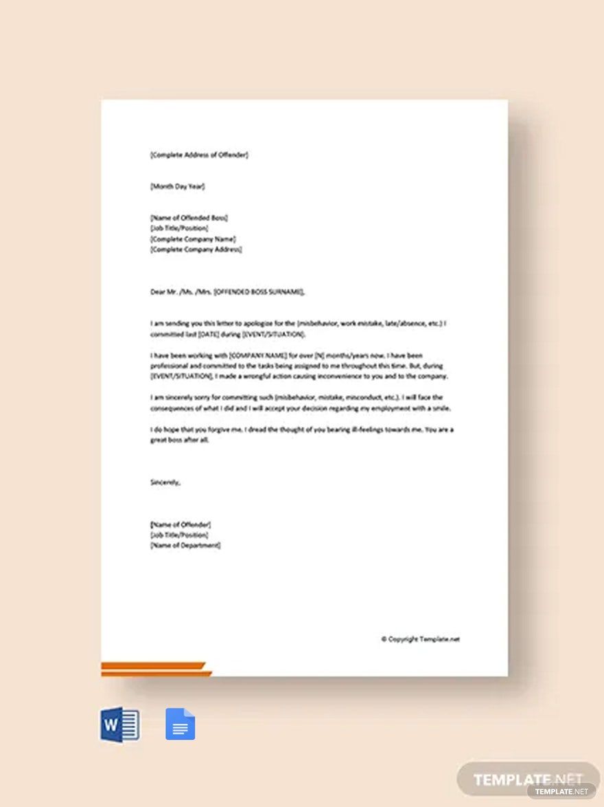 Free Personal Apology Letter To Boss Template