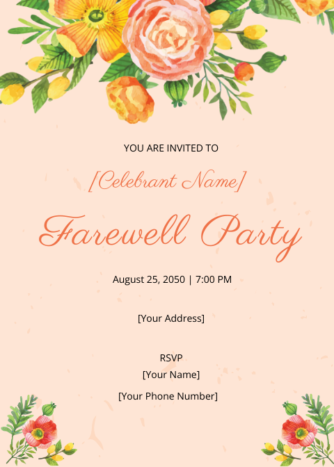 Floral Farewell Party Invitation
