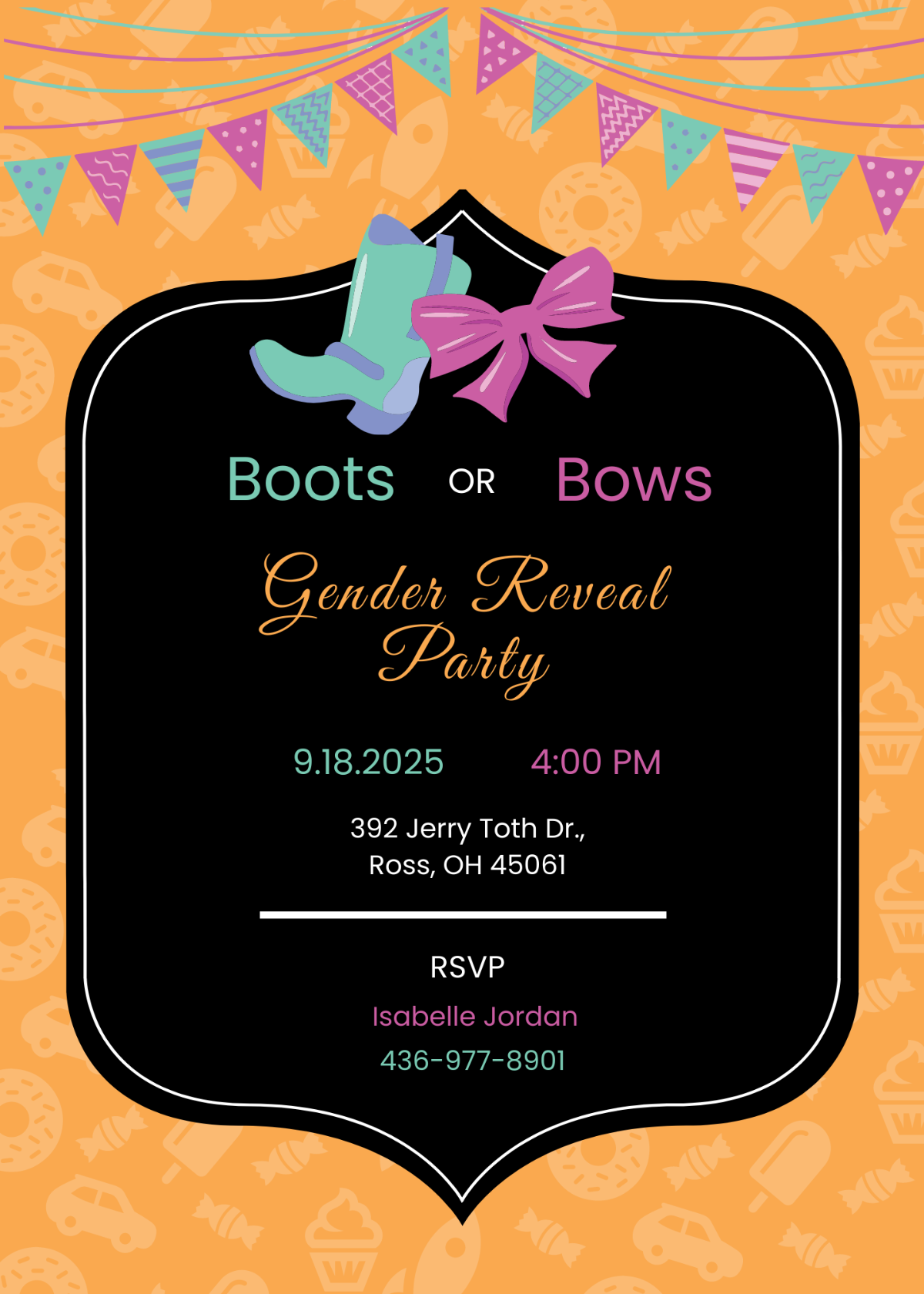 Free Boots or Bows Gender Reveal Invitation Template
