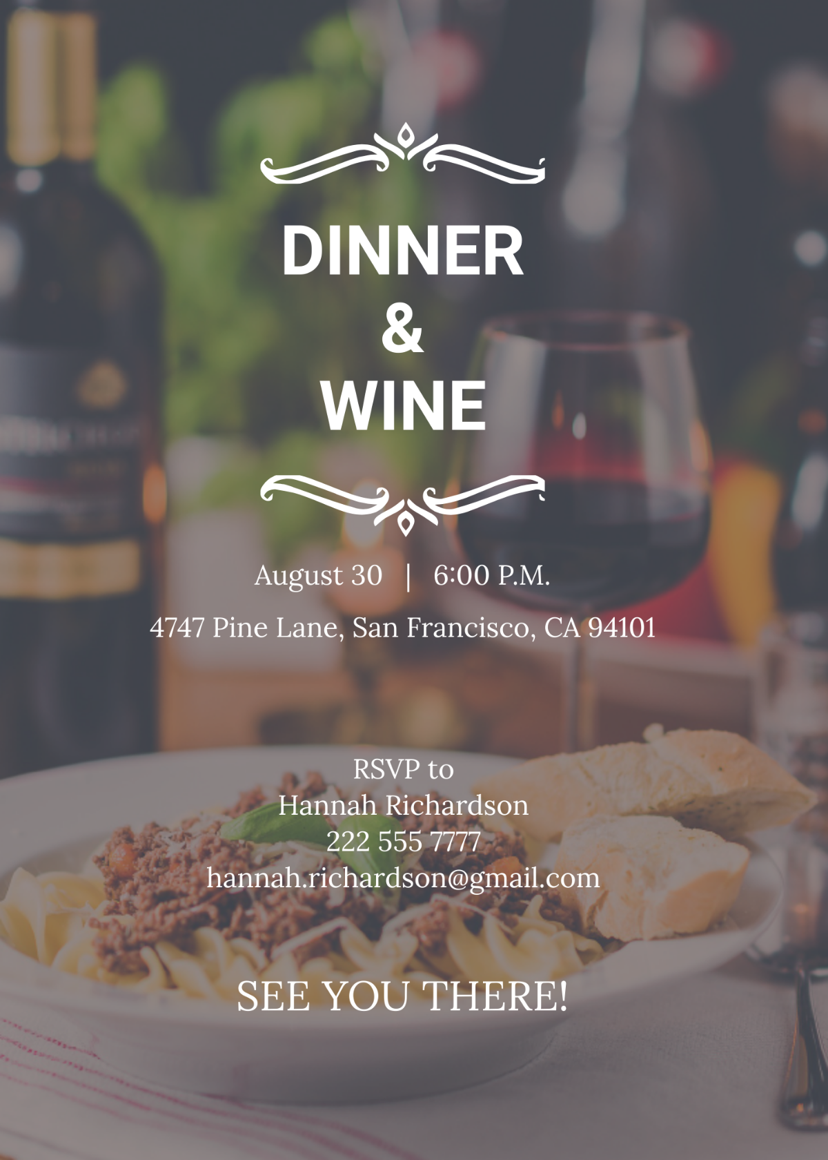 Red Wine and Dinner Invitation