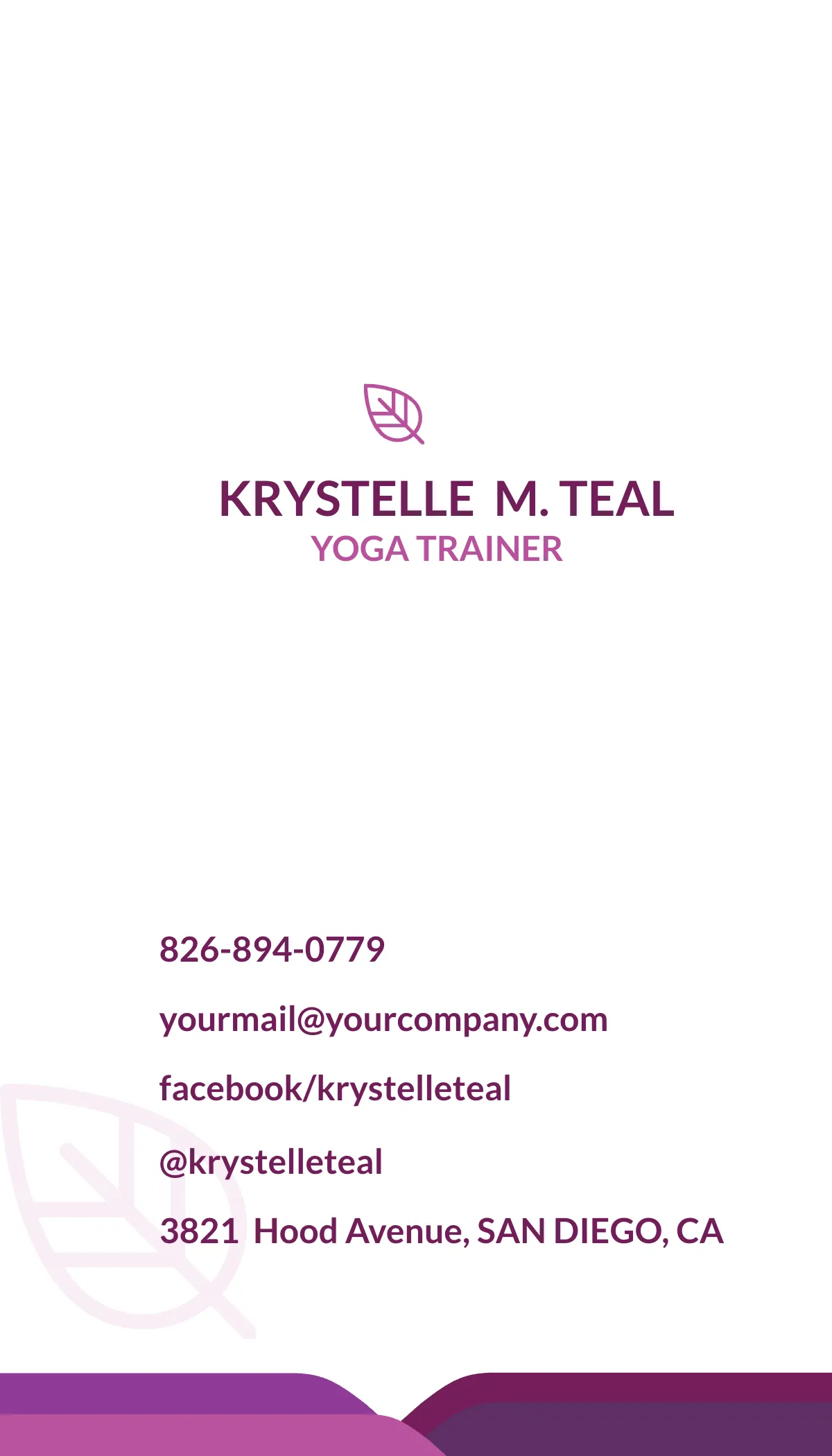 Free Yoga Trainer Business Card Template to Edit Online
