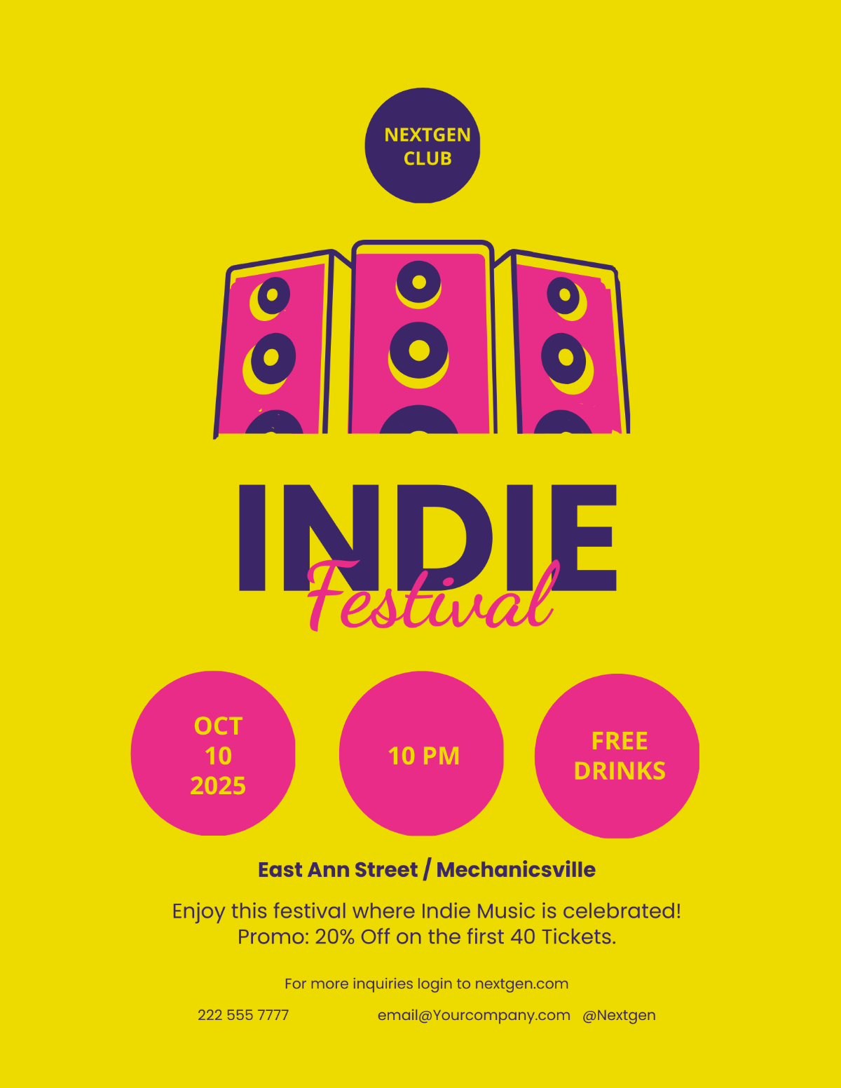 Indie Music Festival Flyer Template