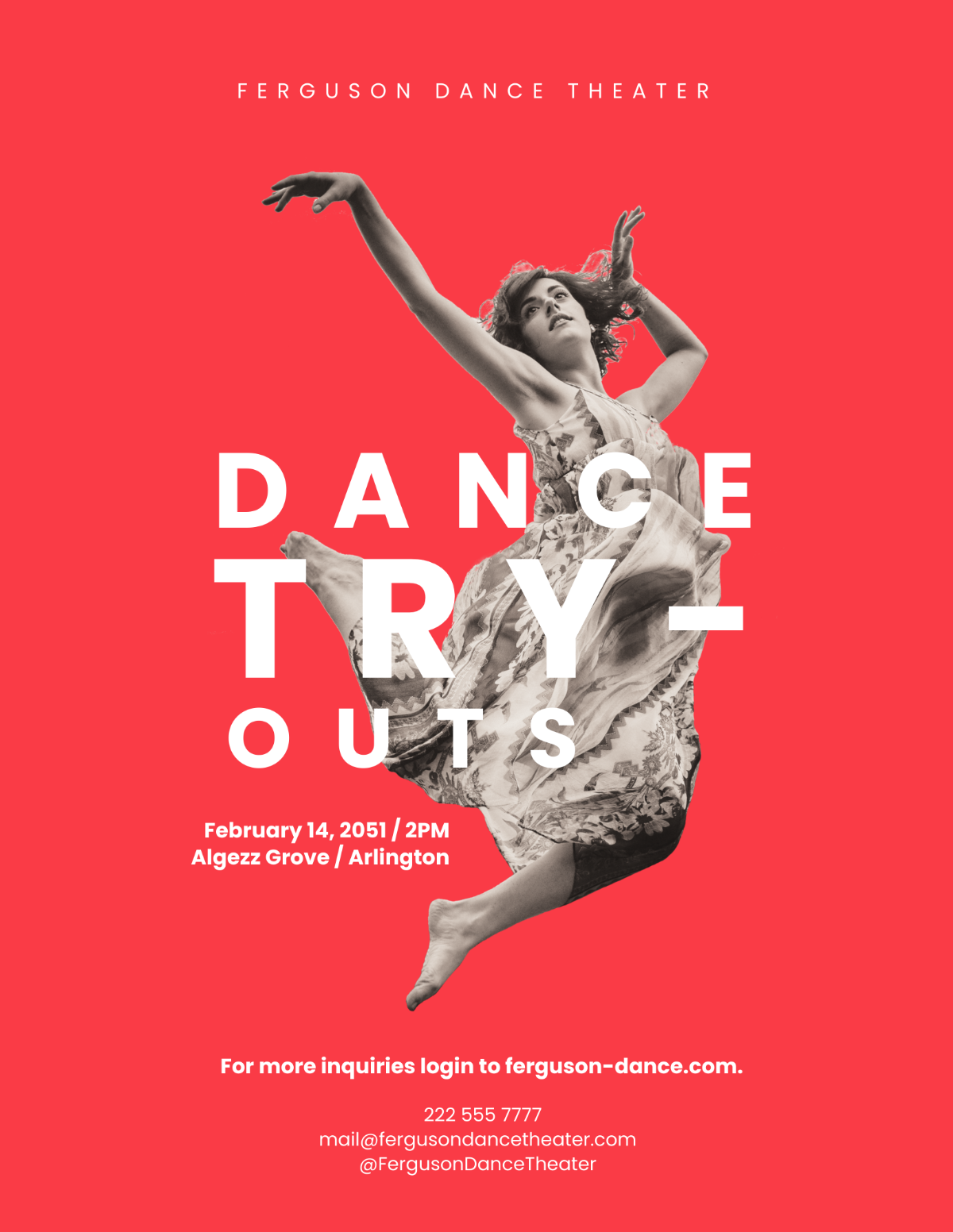 Modern Dance Audition Flyer Template - Edit Online & Download