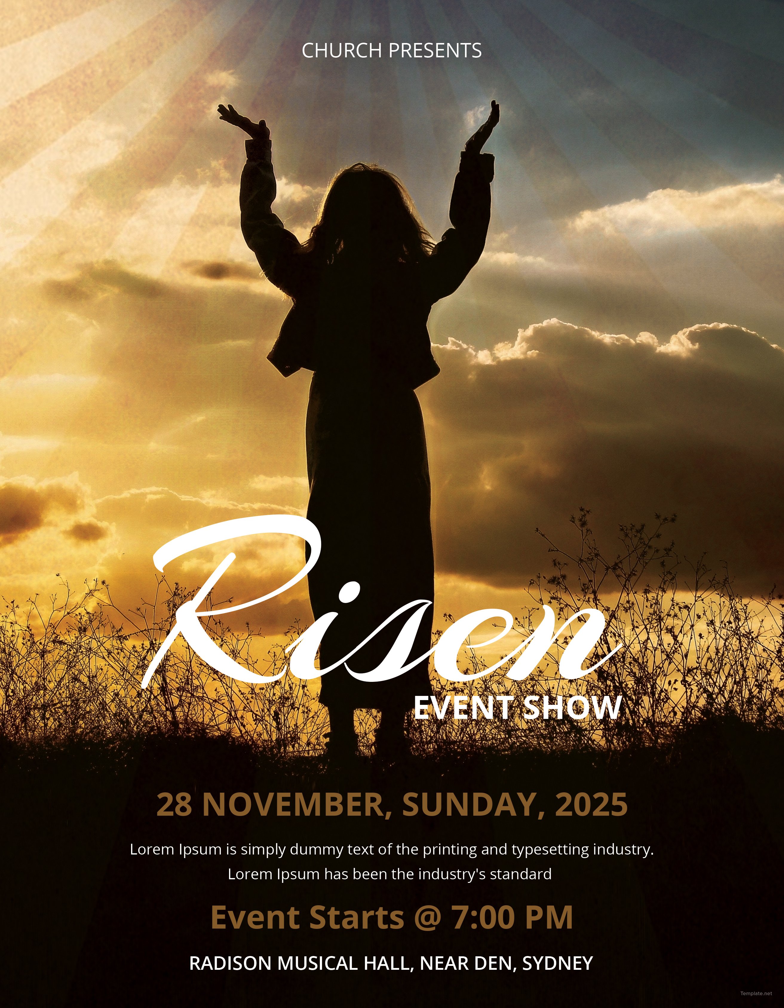 Free Risen Church Flyer Template in Adobe Illustrator