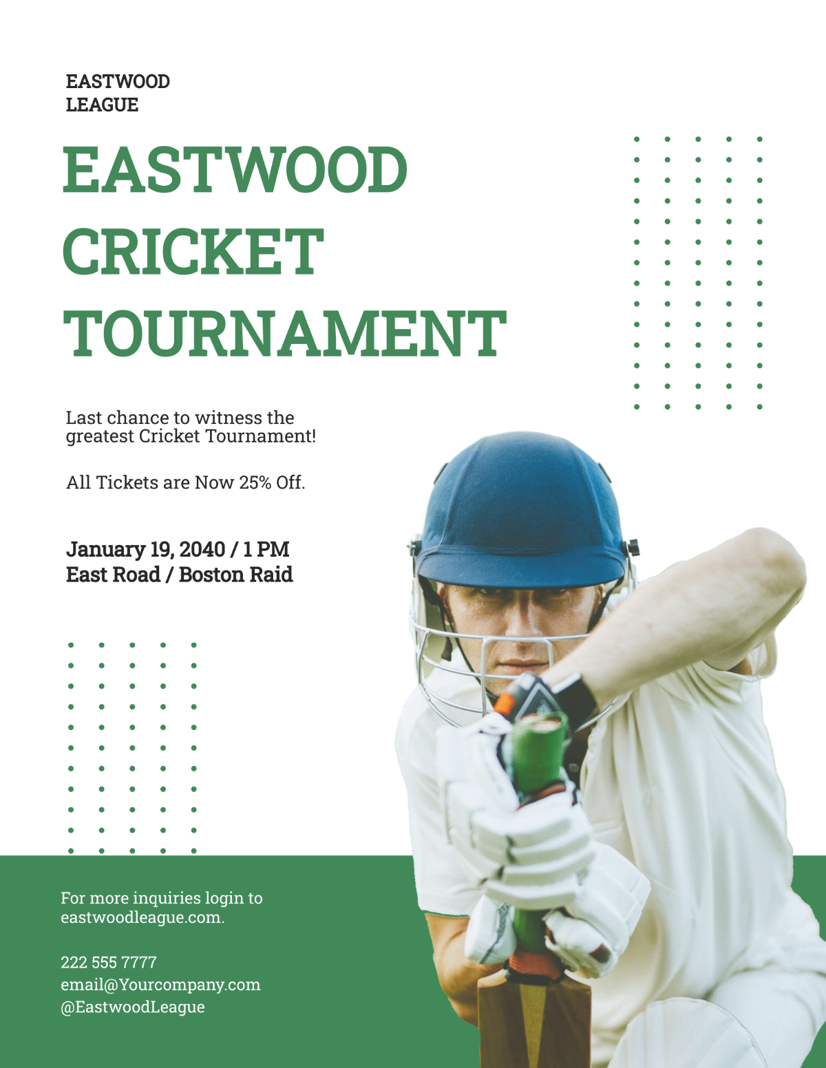 Free Cricket Tournament Flyer Template
