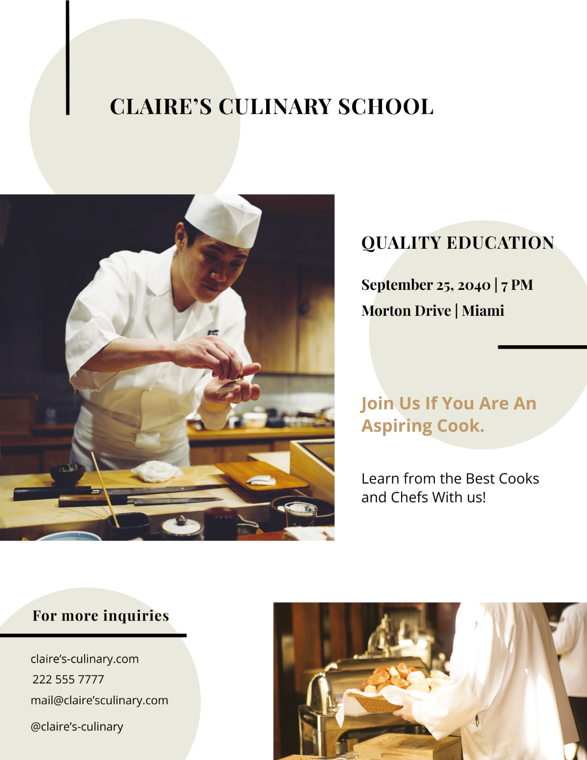 Culinary School Flyer Template - Edit Online & Download