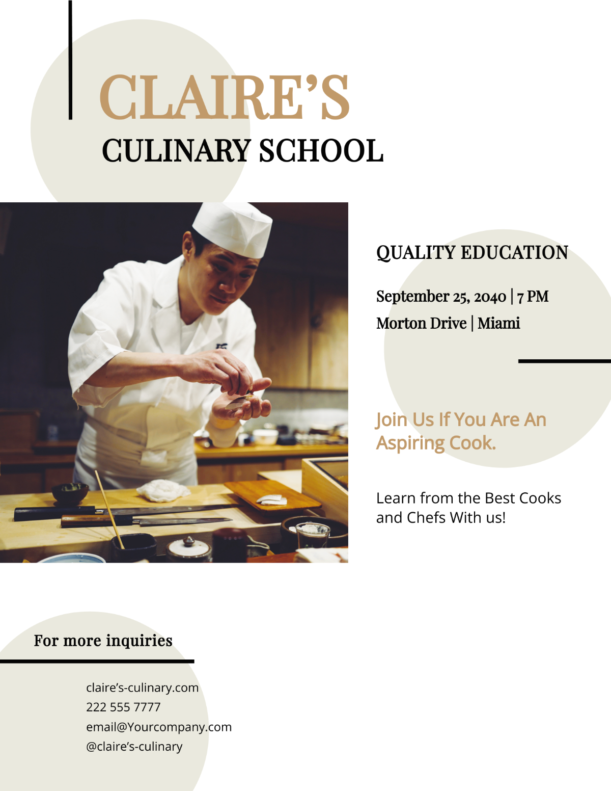 Free Culinary School Flyer Template
