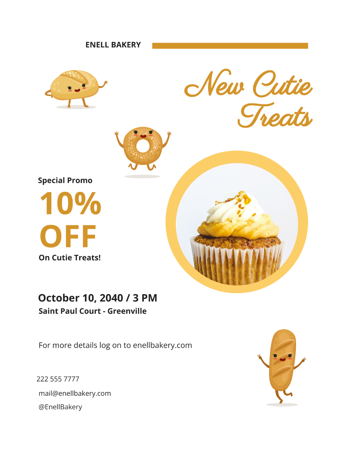 Cutie Treats Bakery Flyer Template - Edit Online & Download