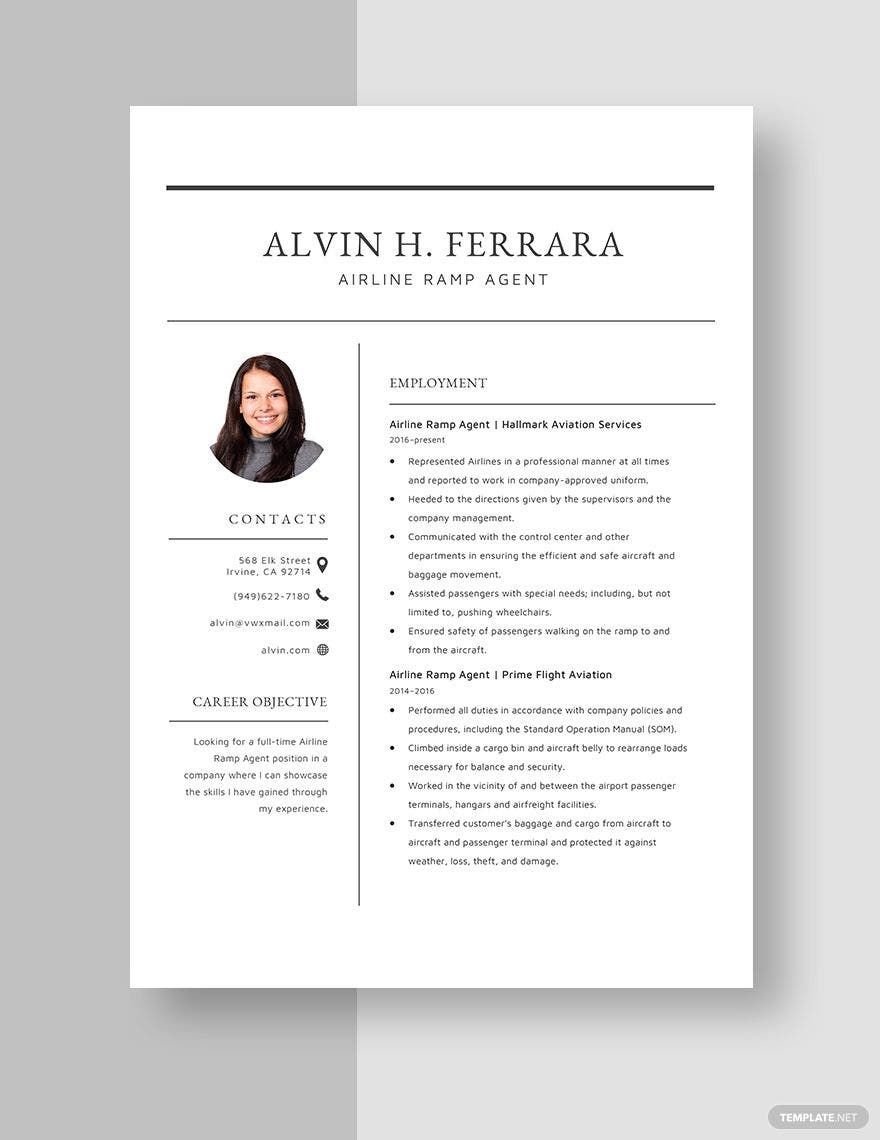 Airline Ramp Agent Resume in Word, Apple Pages