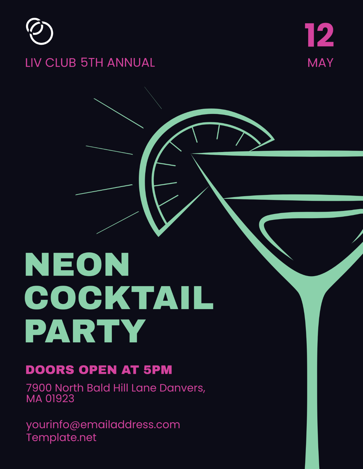 Neon Cocktail Party Flyer Template