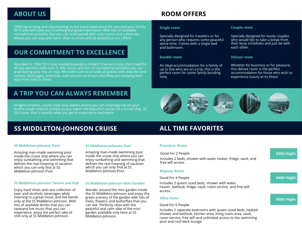 Free Cruise Bi-Fold Brochure Template to Edit Online