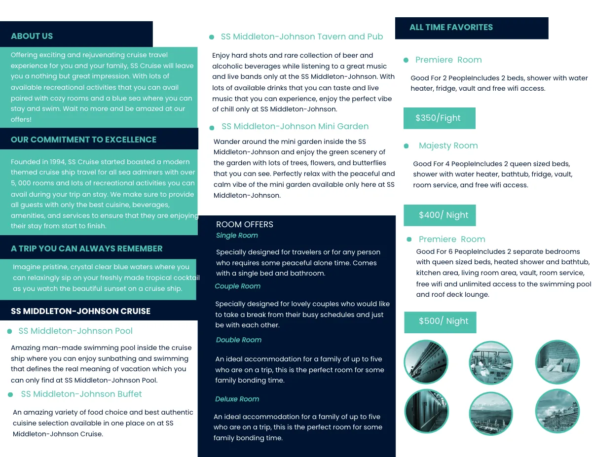 Free Cruise Tri-Fold Brochure Template to Edit Online