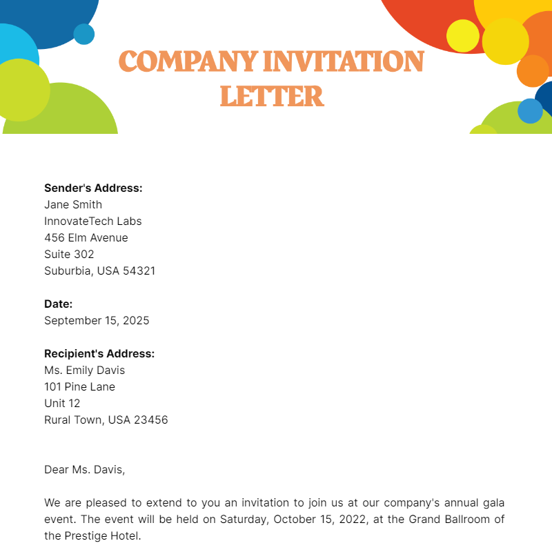 Company Invitation Letter Template