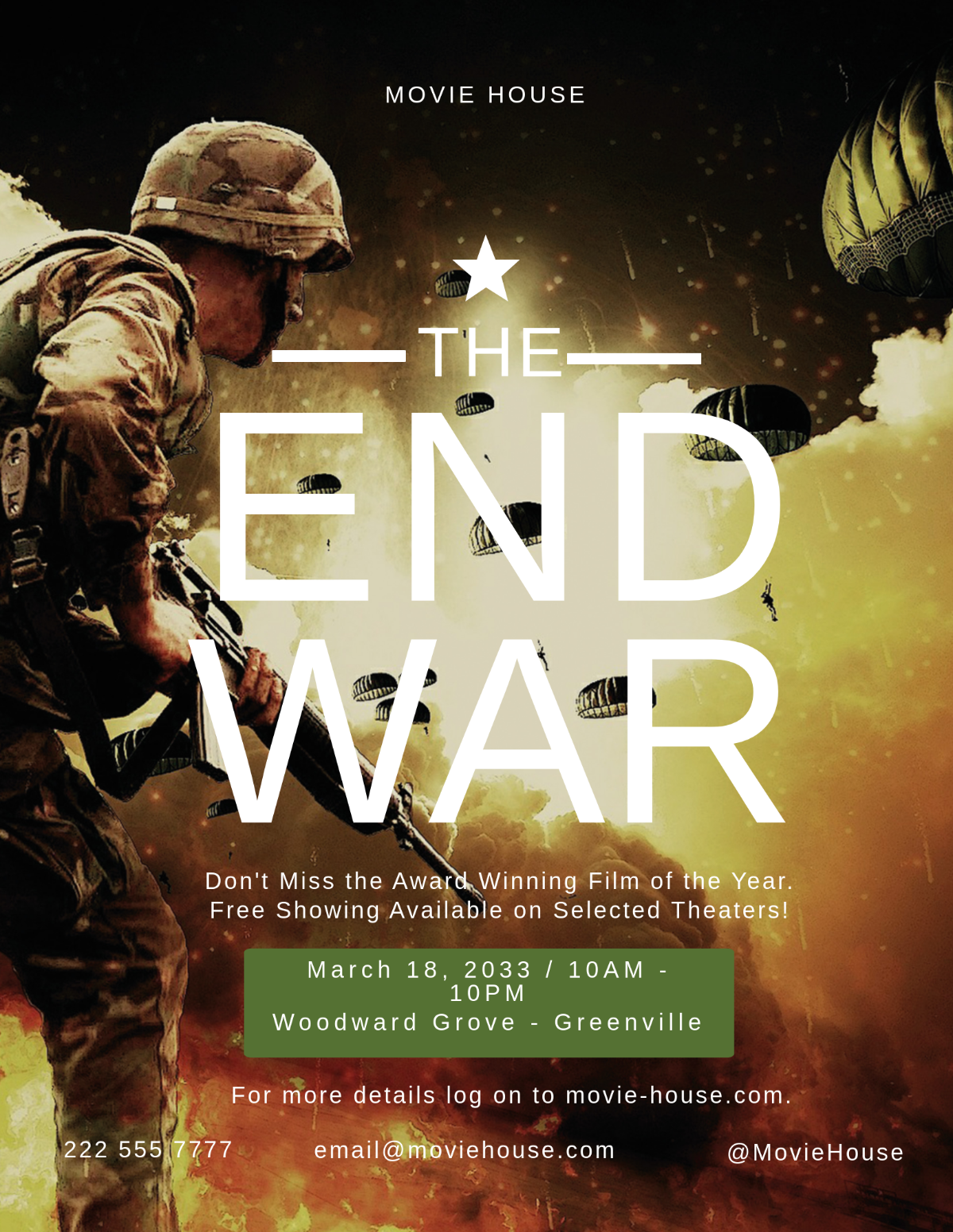 The End War Movie Flyer Template - Edit Online & Download