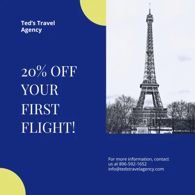 Free Simple Travel Agency Instagram Post Template to Edit Online