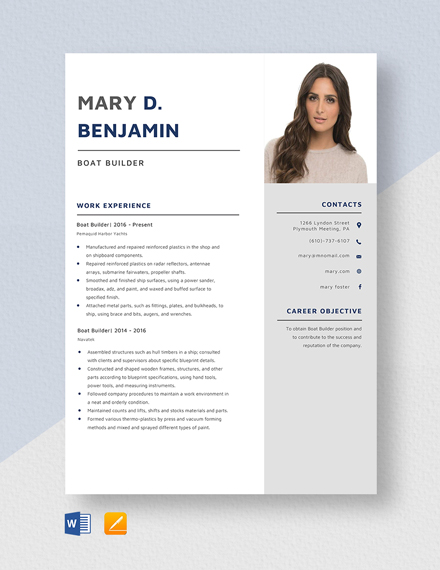 Boat Driver Resume Template - Word (DOC) Apple (MAC 