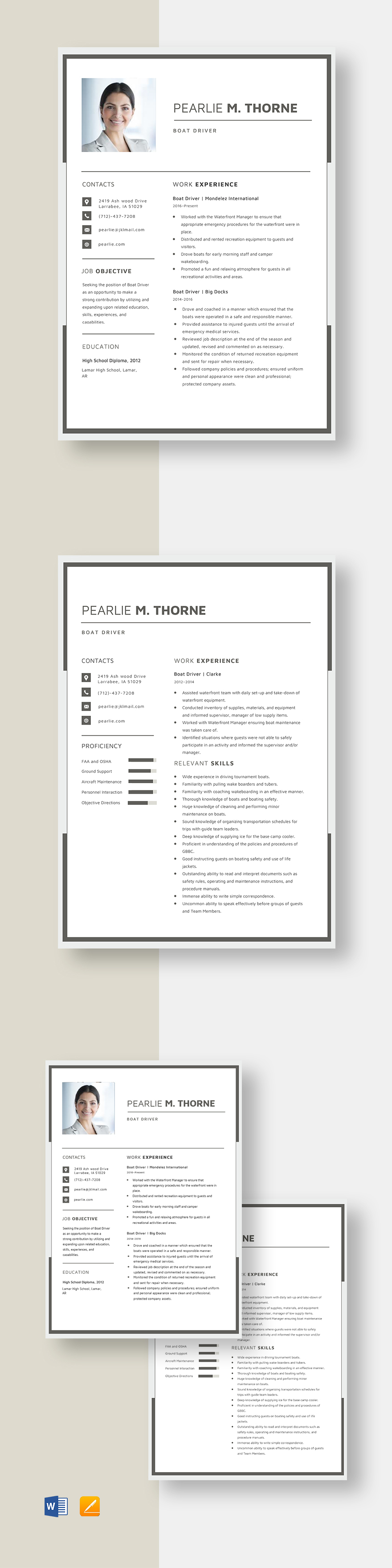 Free Boat Driver Resume Template