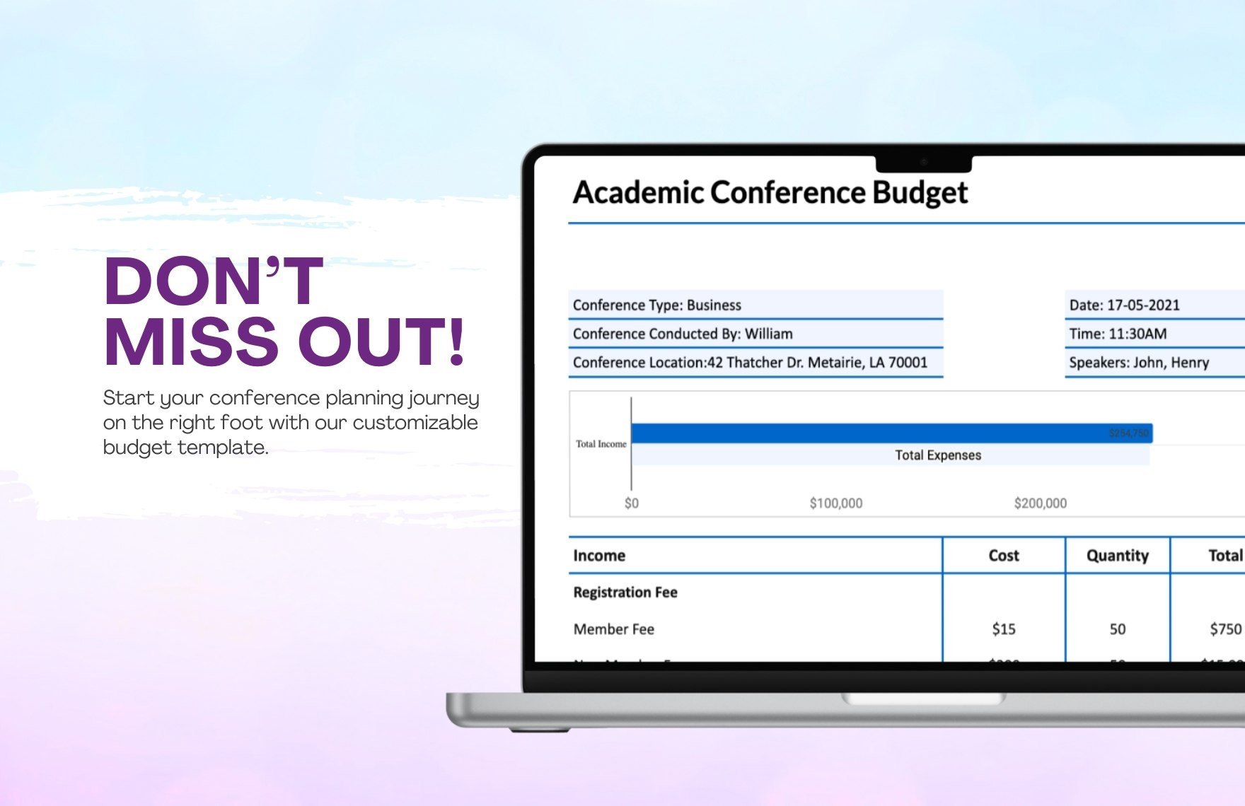 Academic Conference Budget Template