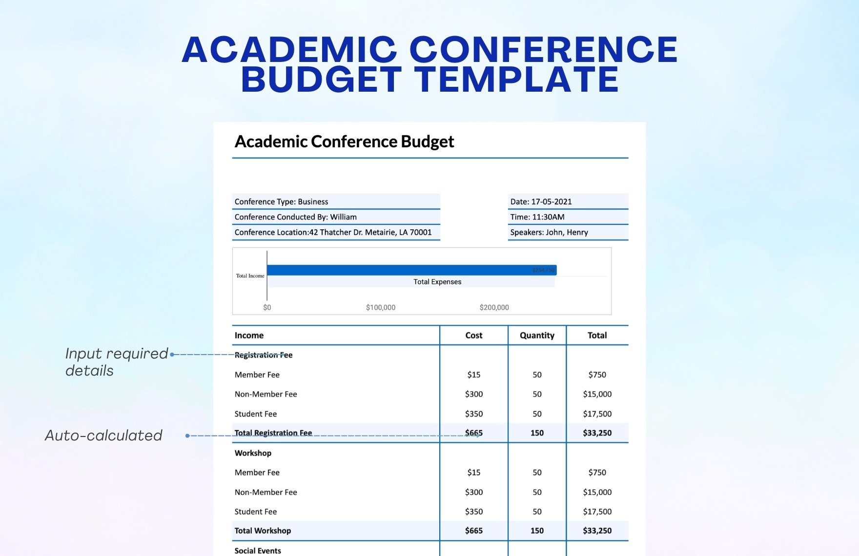 Academic Conference Budget Template