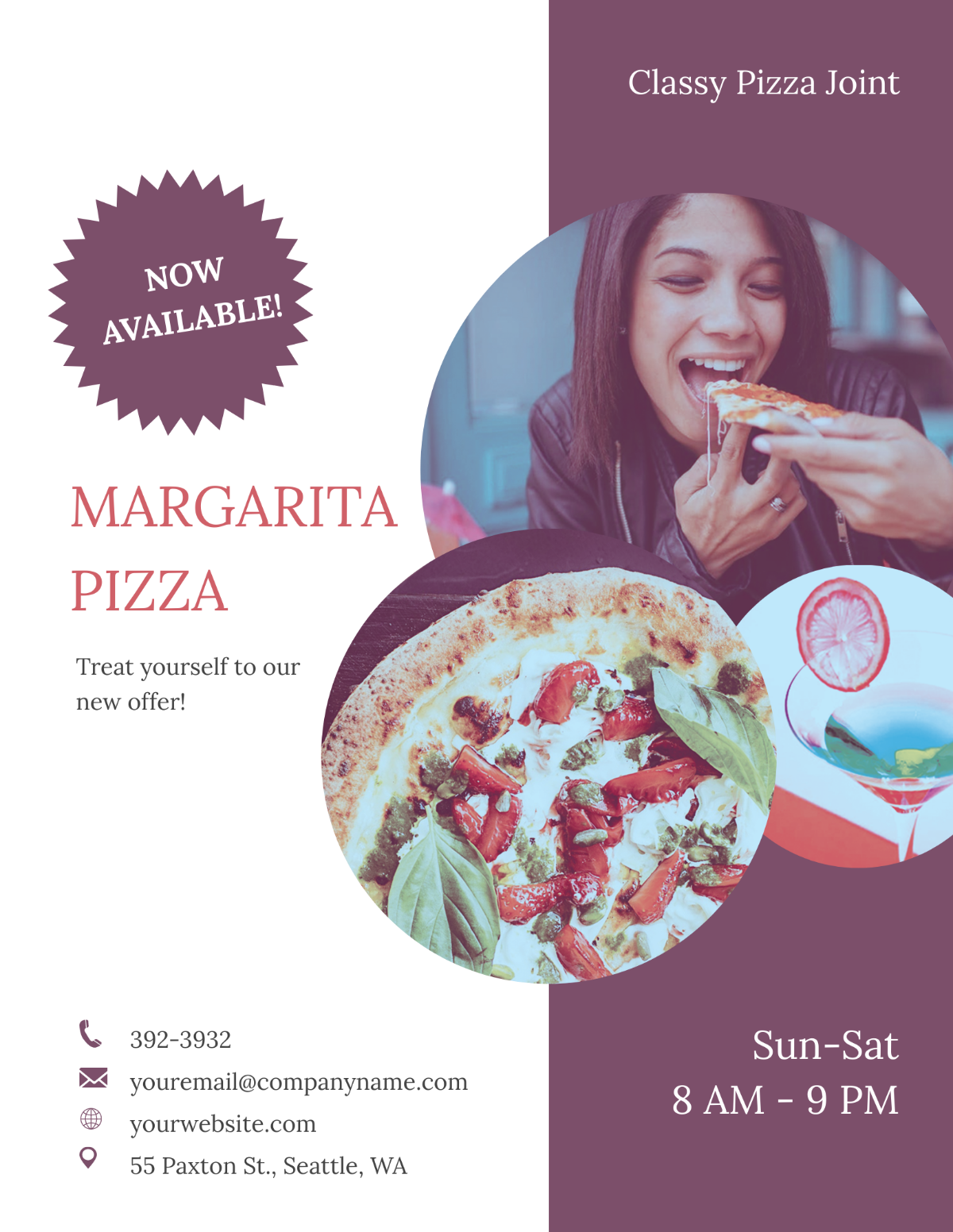 Free Margarita pizza Flyer Template
