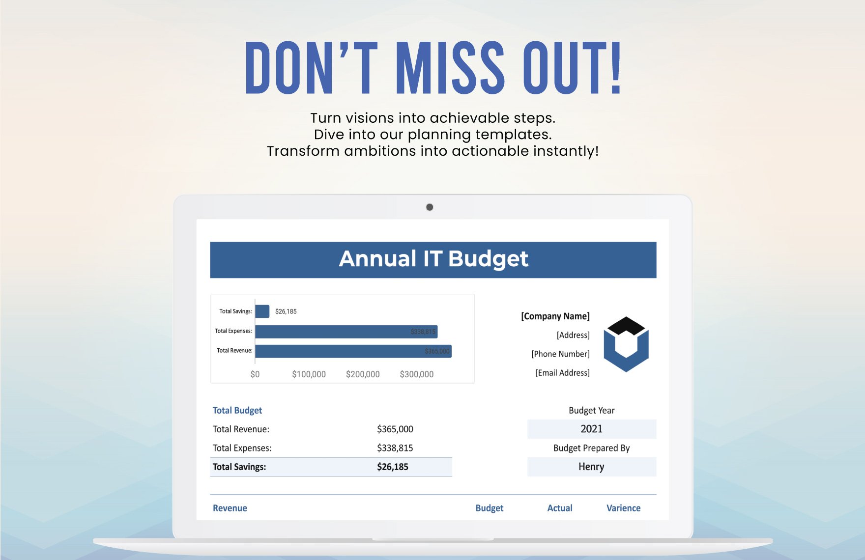 Annual IT Budget Template
