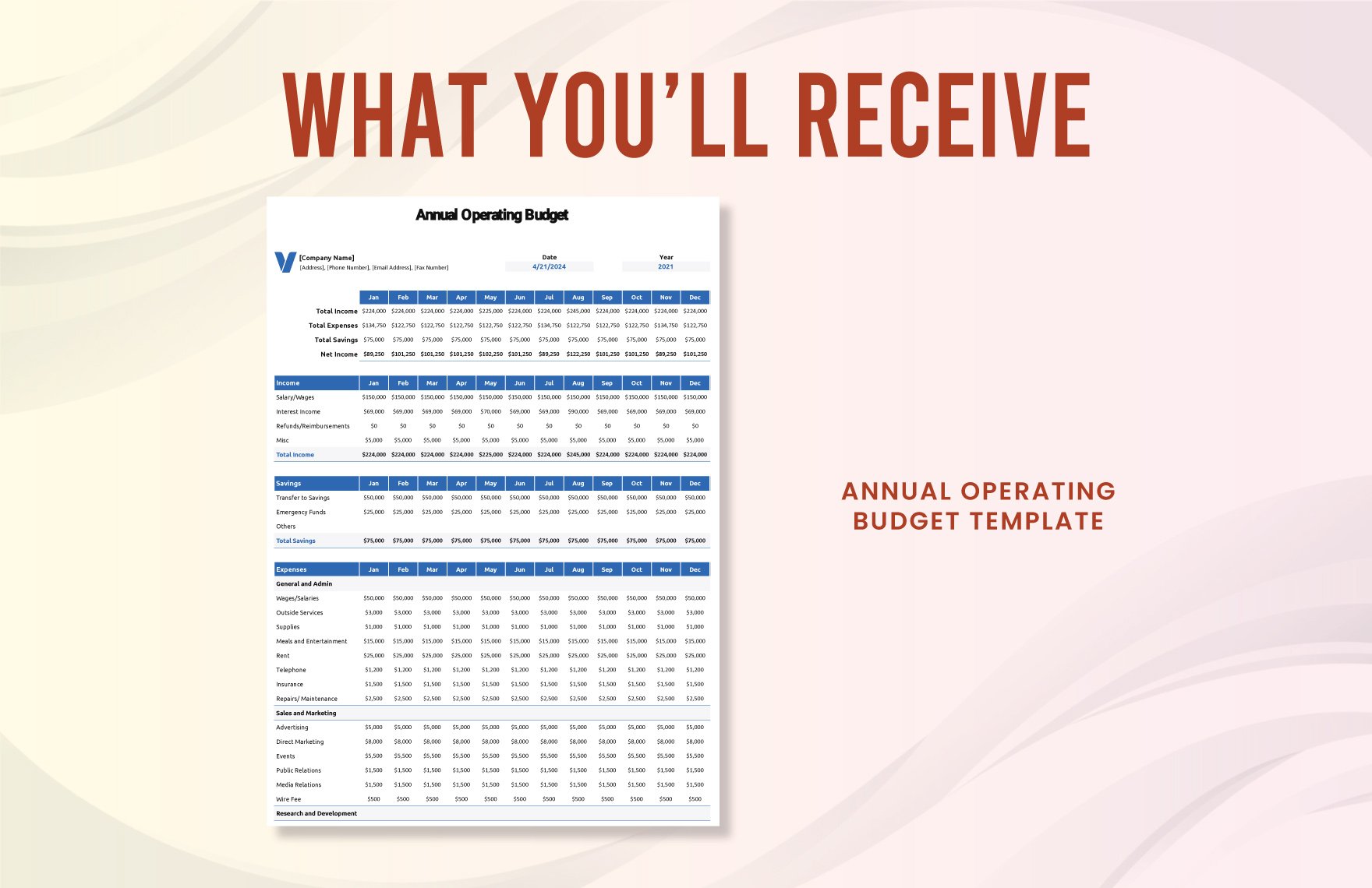 Annual Operating Budget Template