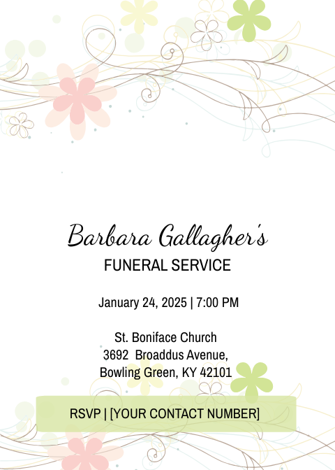 Funeral Program Invitation Card