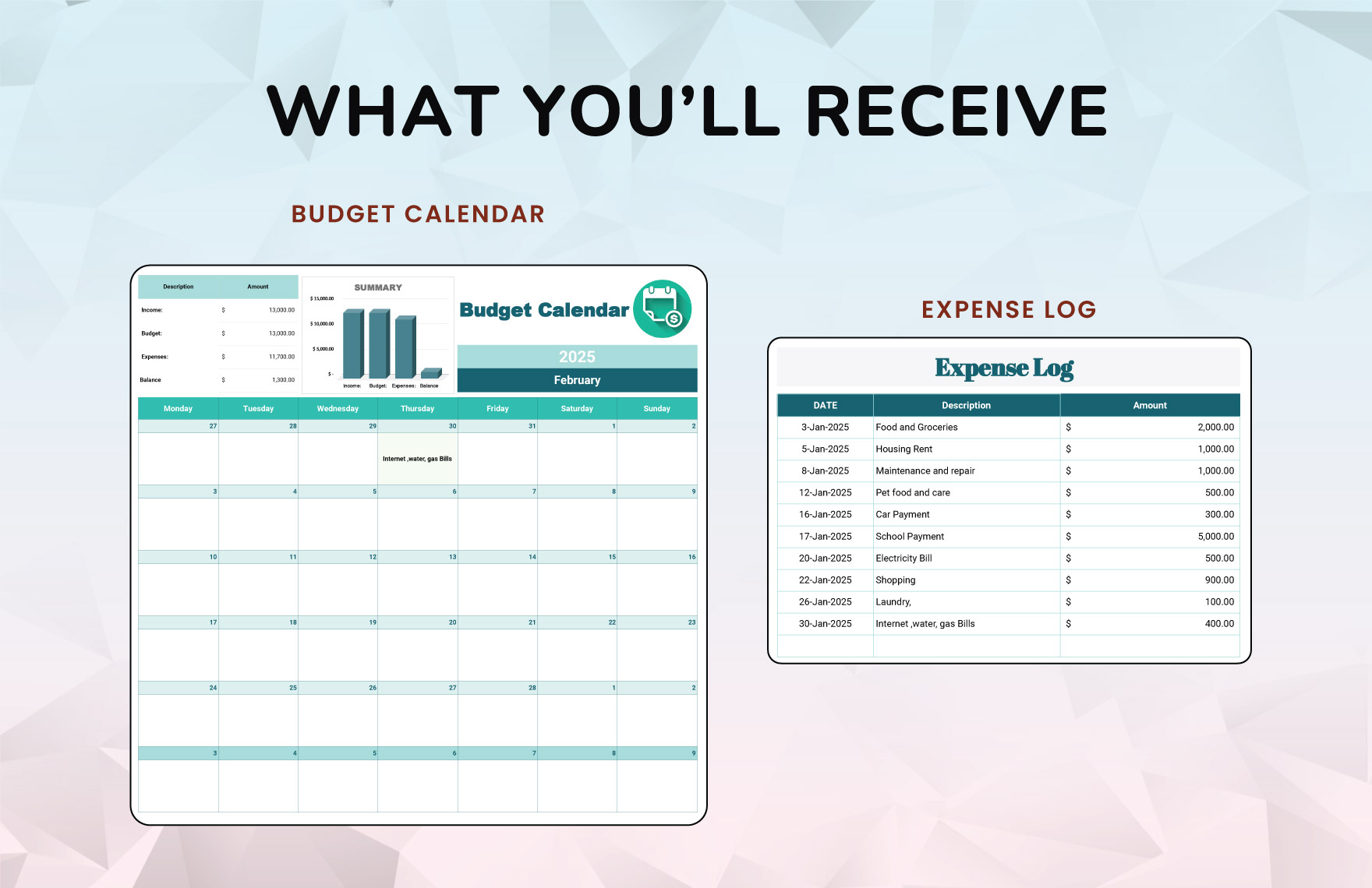 Budget Calendar Template