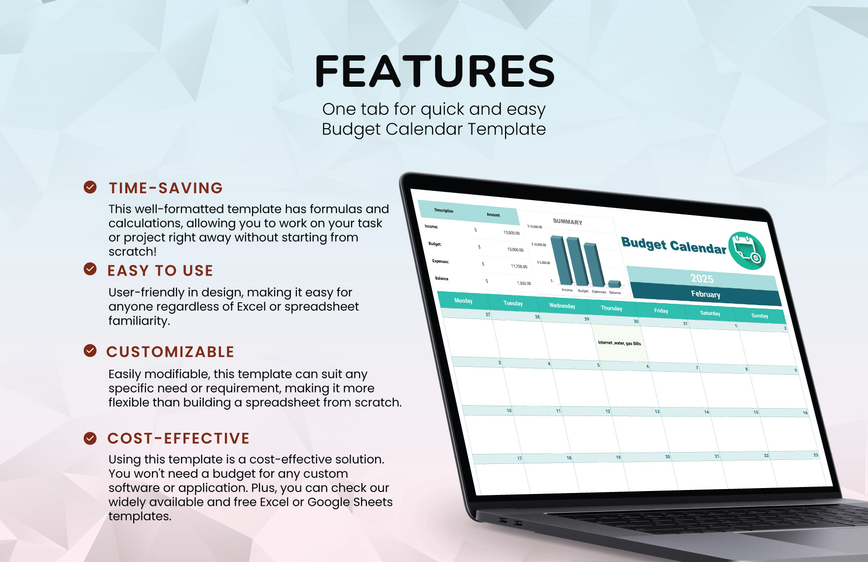 Budget Calendar Template