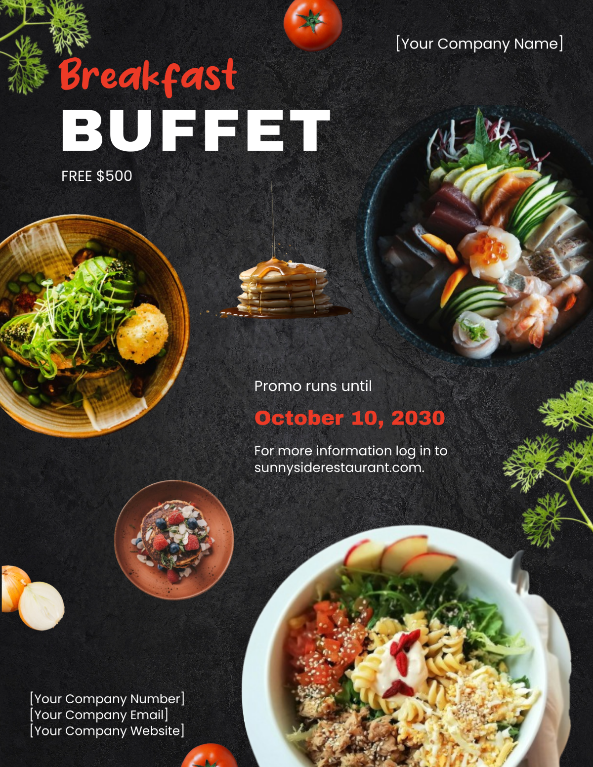 Restaurant food Gift Voucher Flyer Template - Edit Online & Download