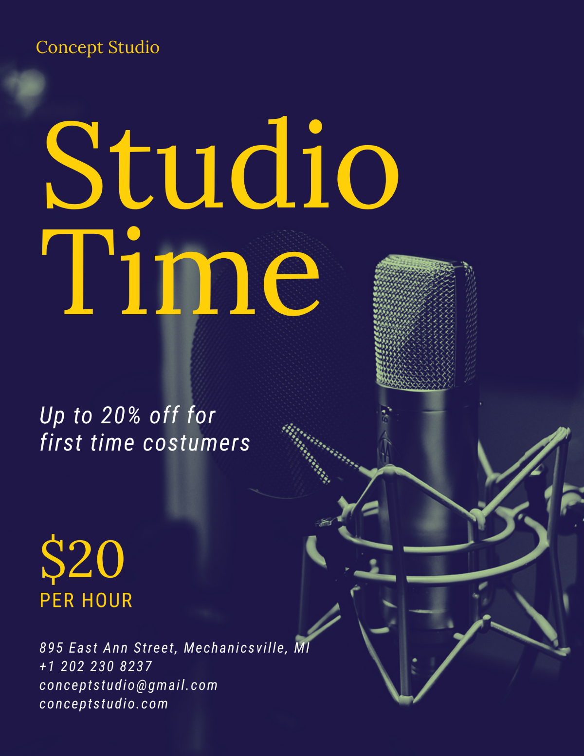 Studio Time Flyer Template - Edit Online & Download