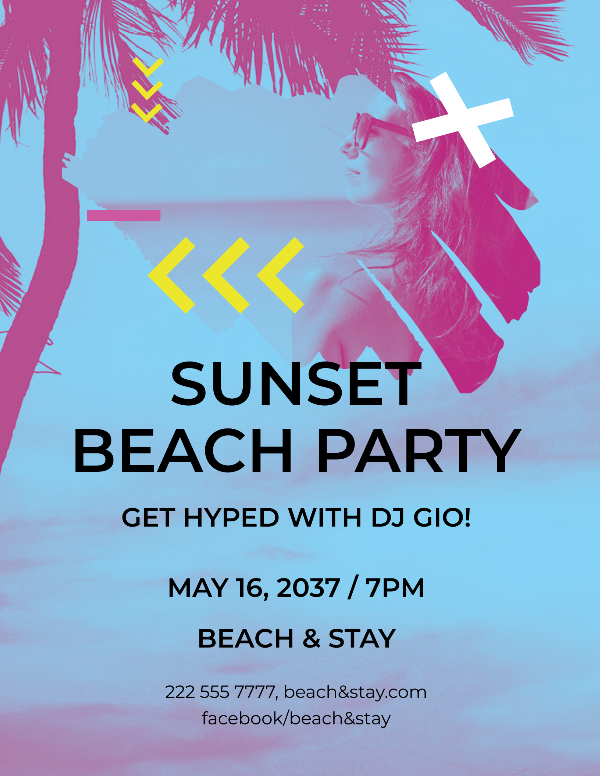 Free Sunset Beach Party Flyer Template