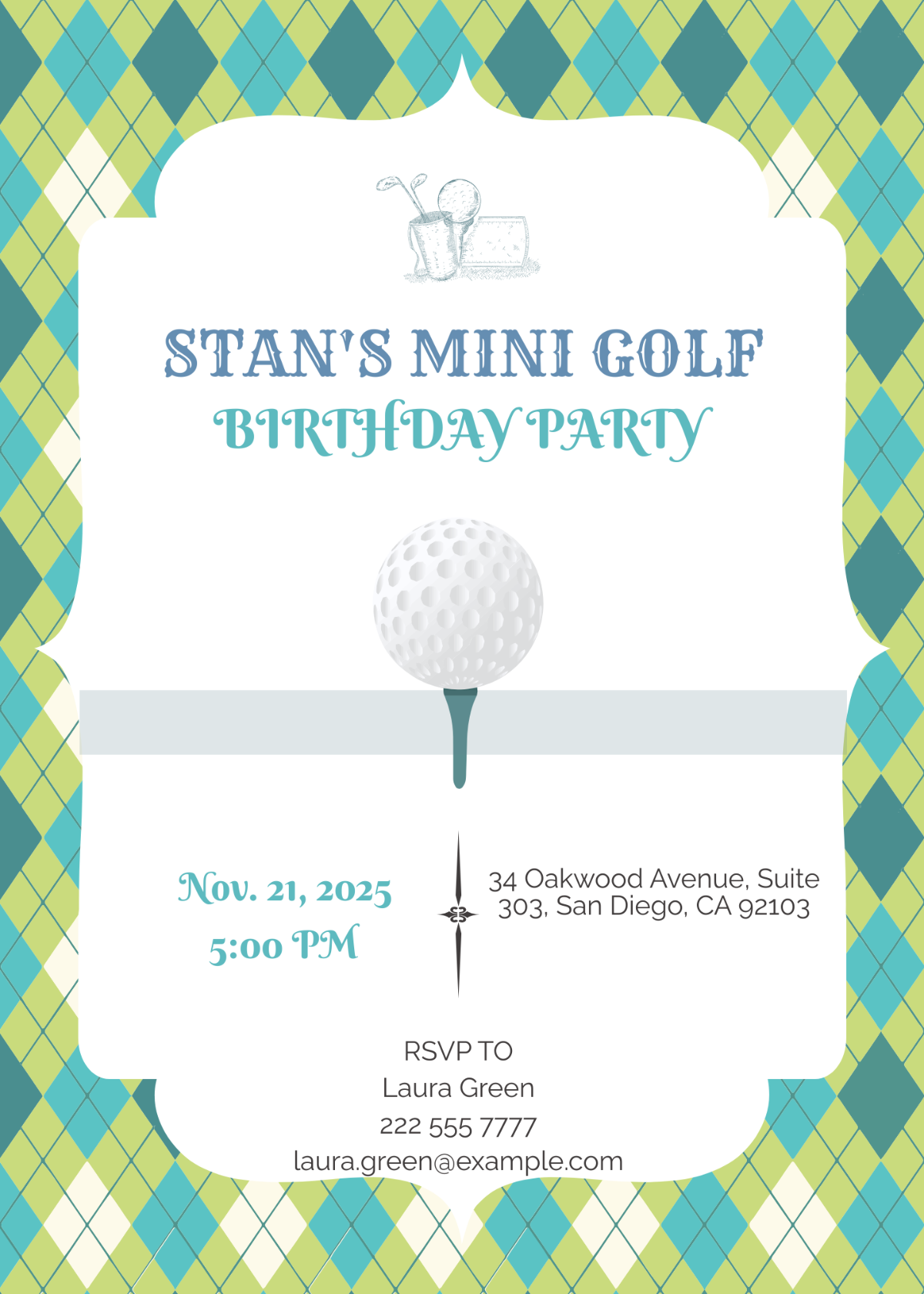 Golf Birthday Party Invitation Template - Edit Online & Download