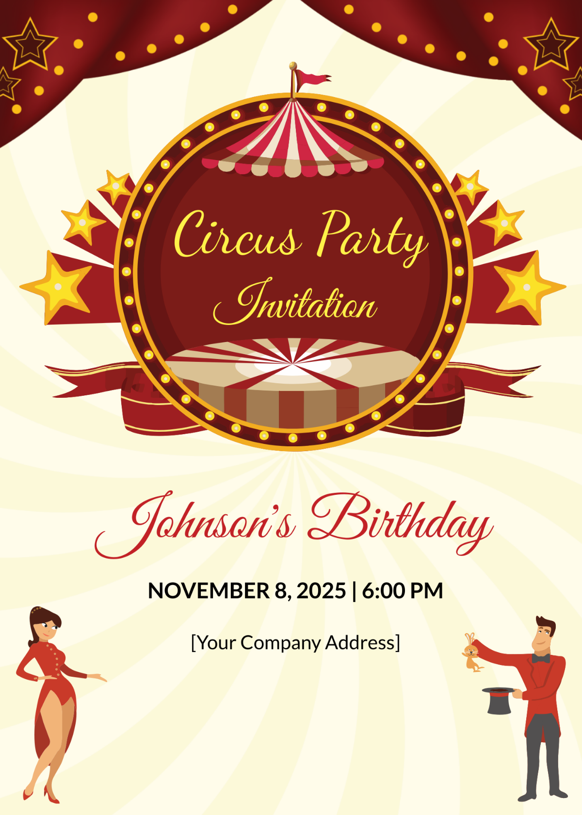 Kids Circus Birthday Invitation