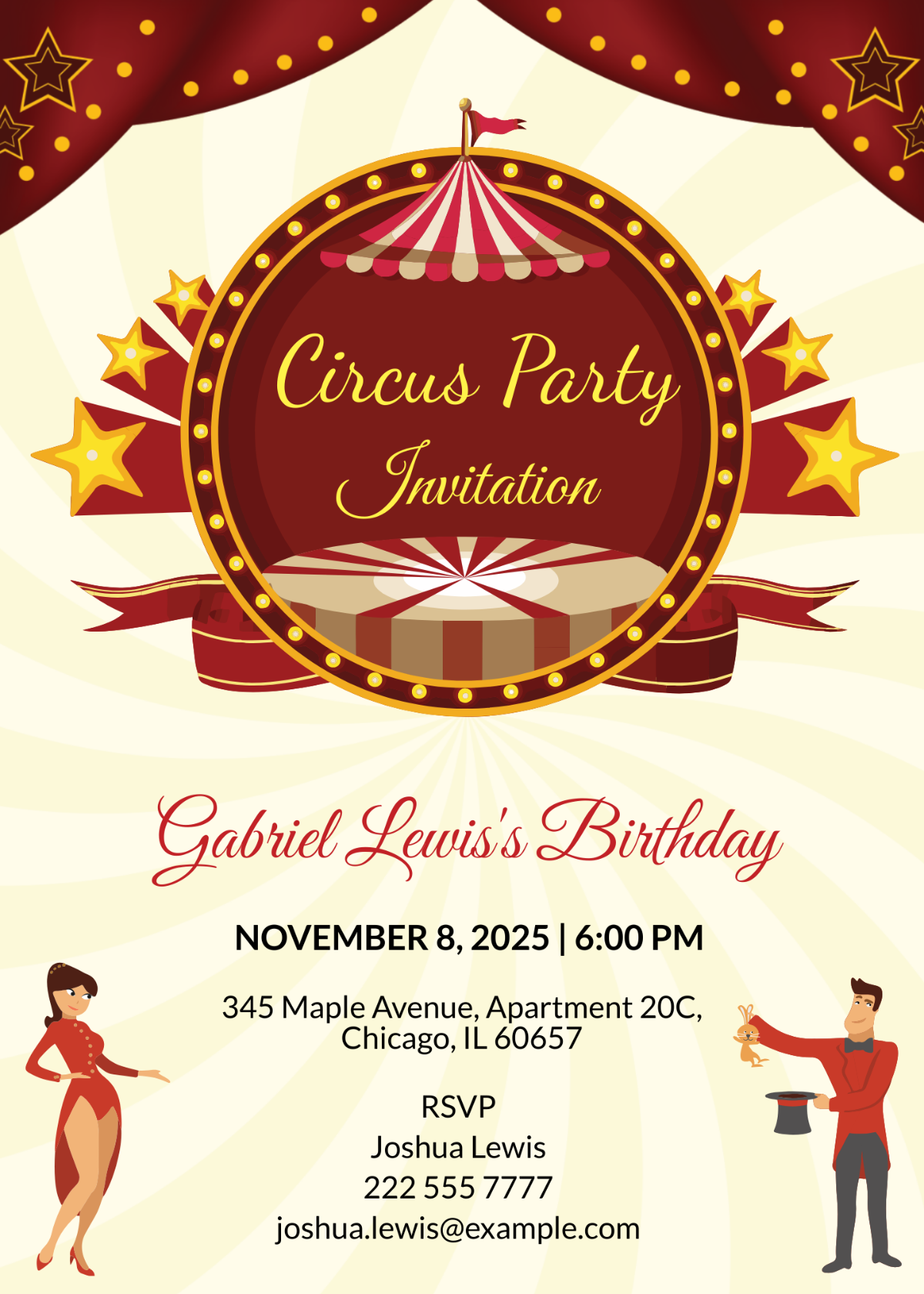 Kids Circus Birthday Invitation