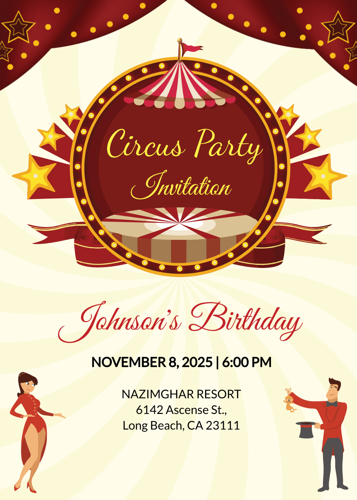 Kids Circus Birthday Invitation Template