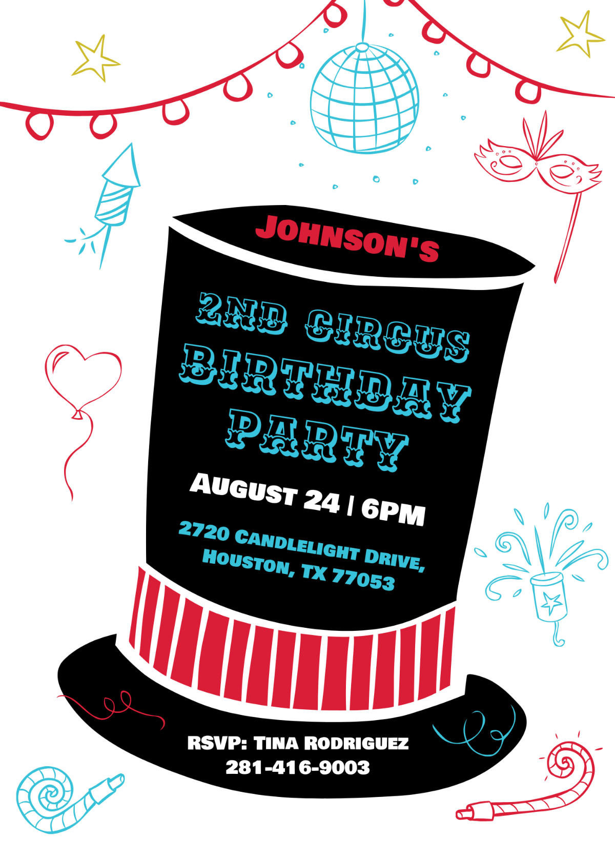 Birthday Circus Party Invitation
