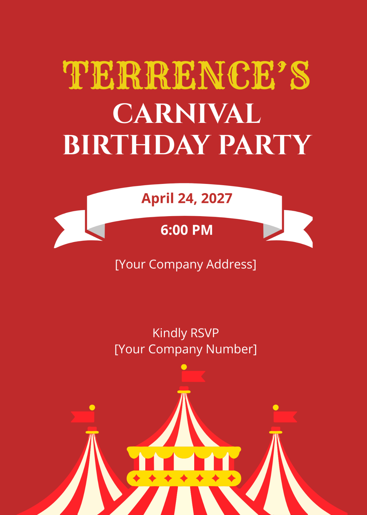 Circus Carnival Birthday Invitation Template