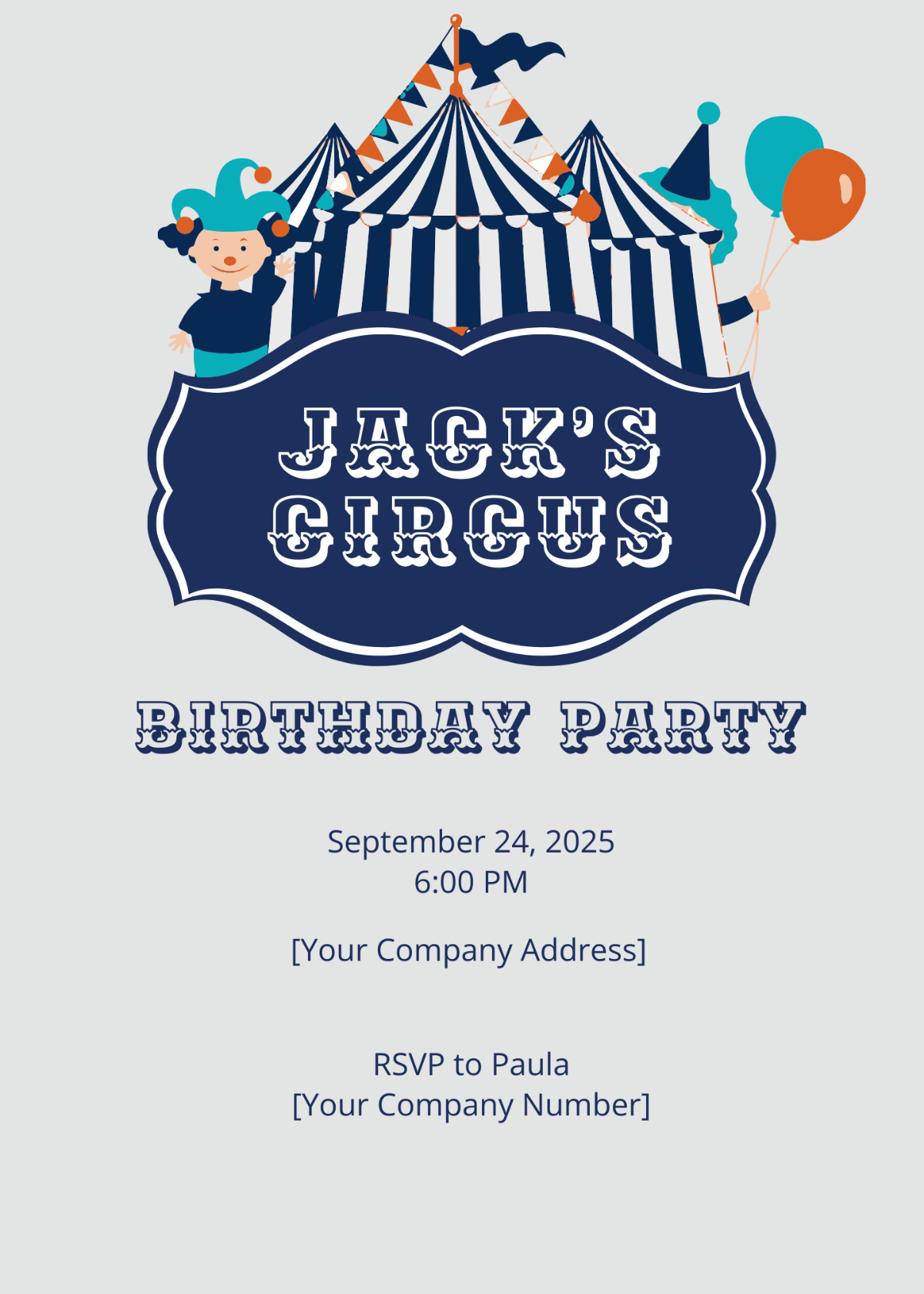 Beautiful Circus Birthday Invitation