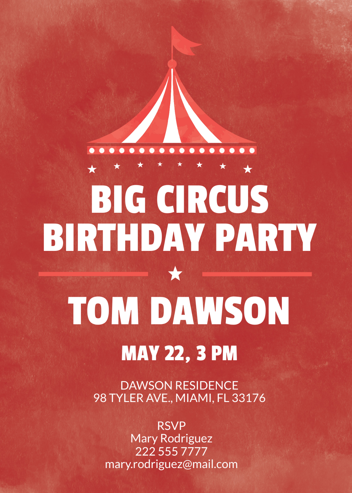 Watercolor Circus Birthday Invitation Template - Edit Online & Download