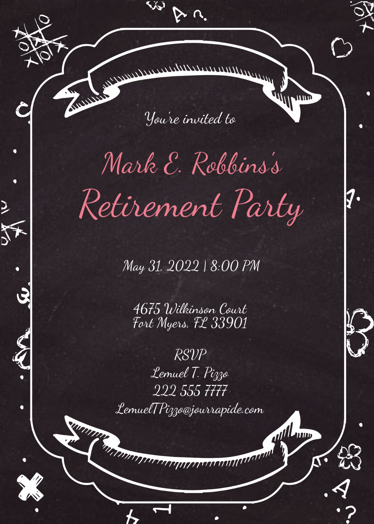 Chalkboard Retirement Party Invitation