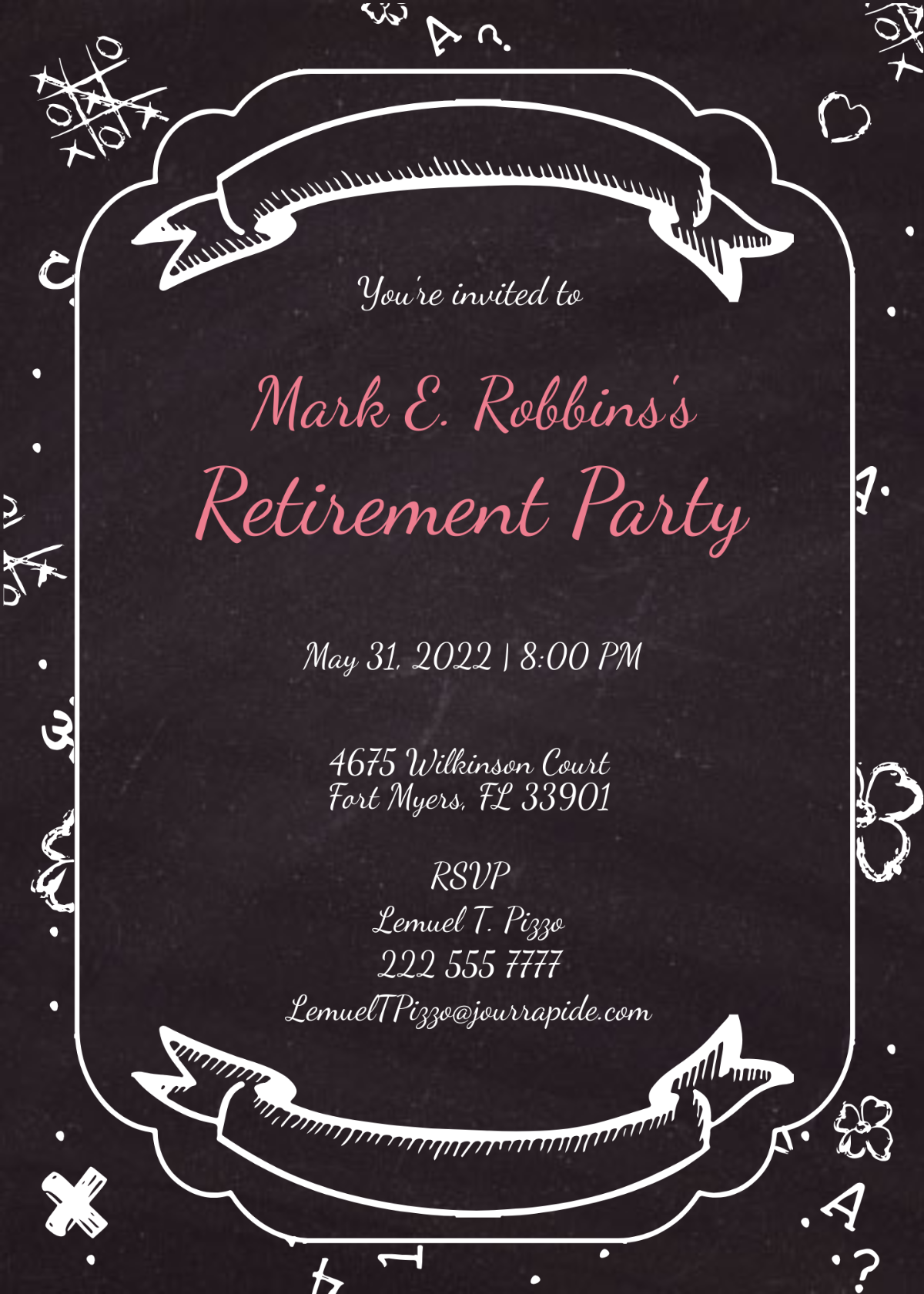 Chalkboard Retirement Party Invitation Template - Edit Online & Download