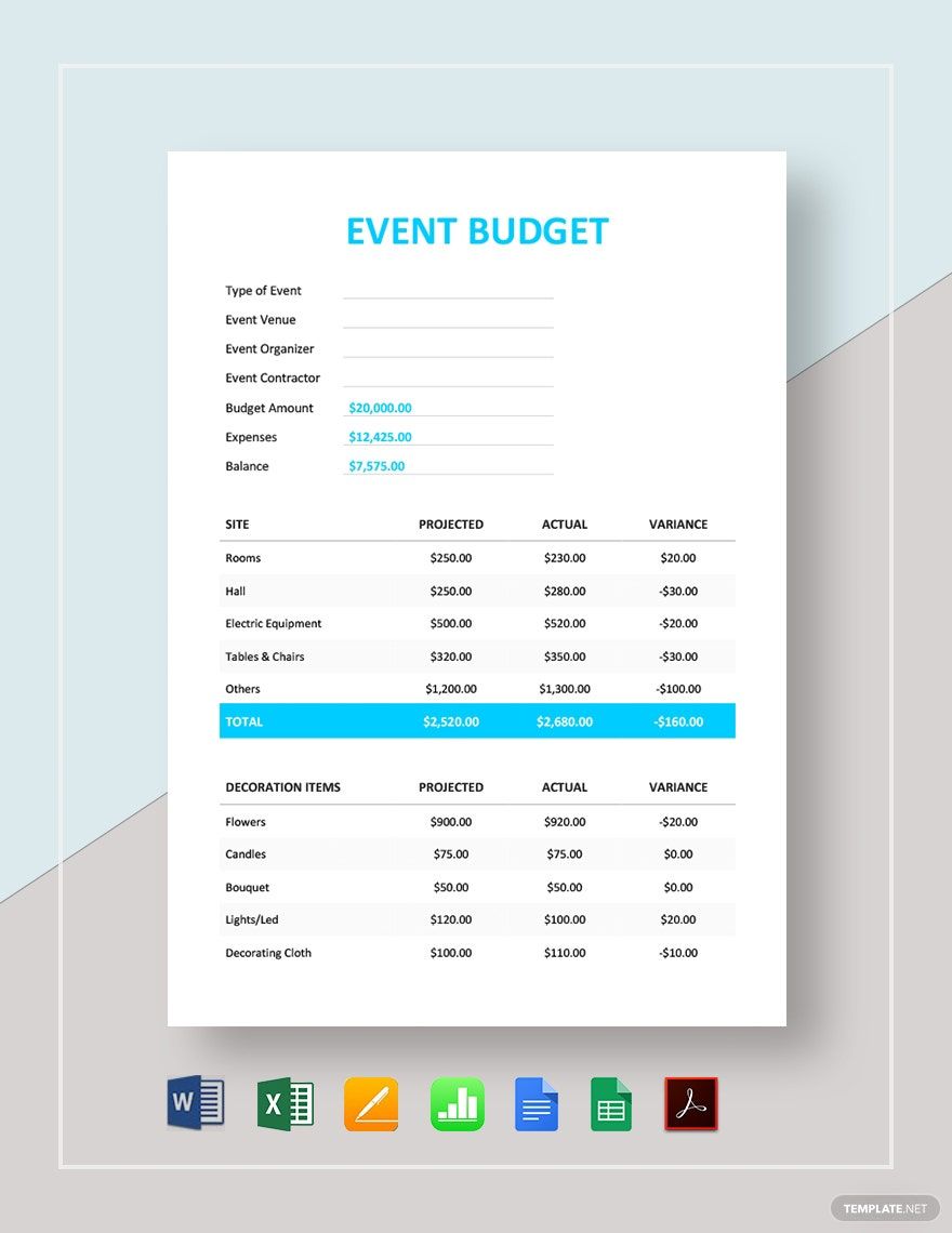 Event Budget Template