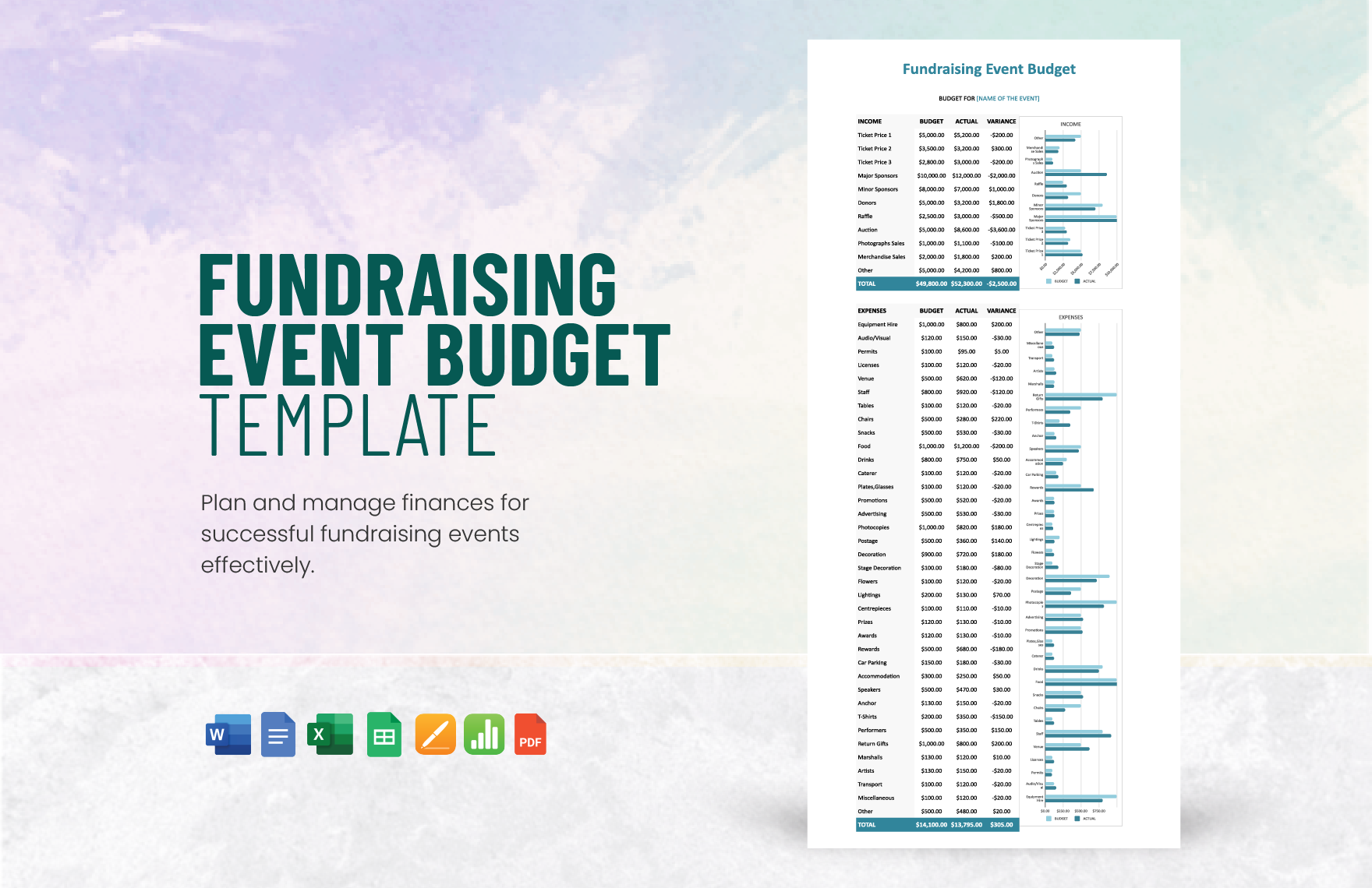 Fundraising Event Budget Template in Word, Google Docs, Excel, PDF, Google Sheets, Apple Pages, Apple Numbers