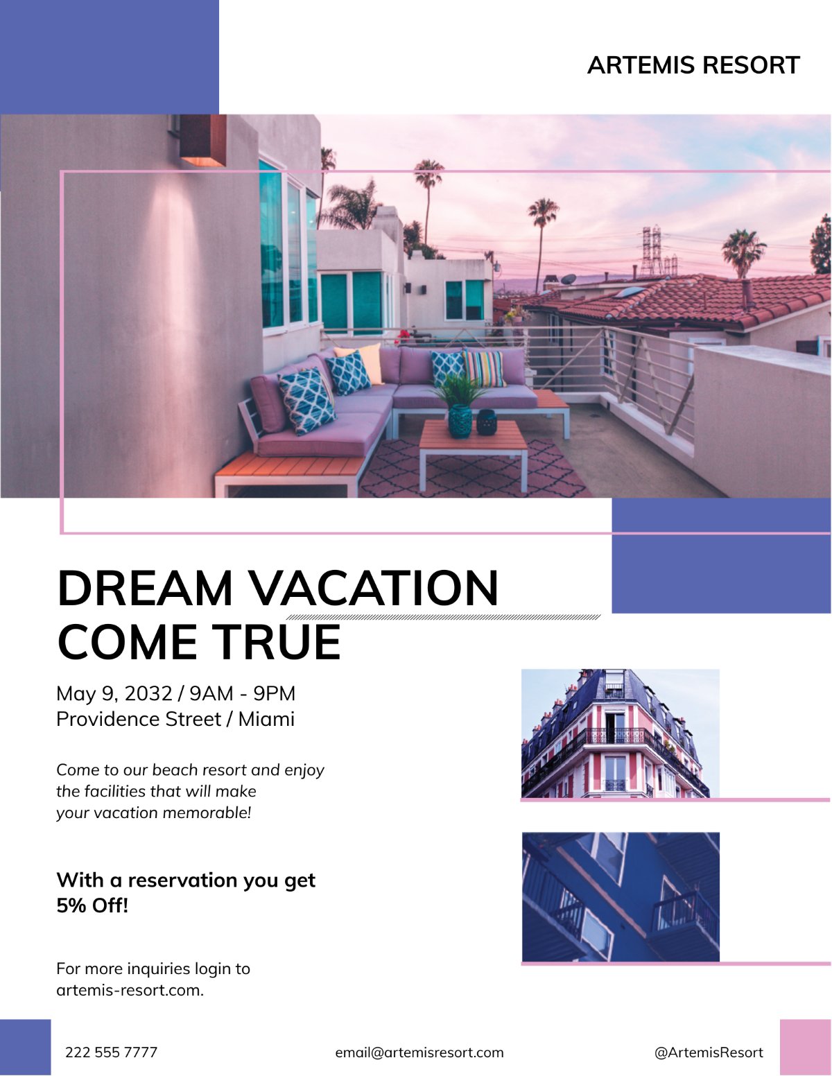 Beach Vacation Rental Flyer Template - Edit Online & Download