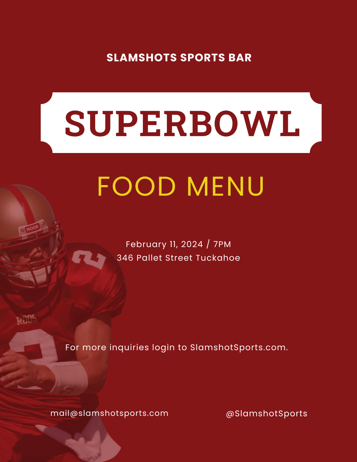 Football Super Bowl Food Menu Flyer Template - Edit Online & Download