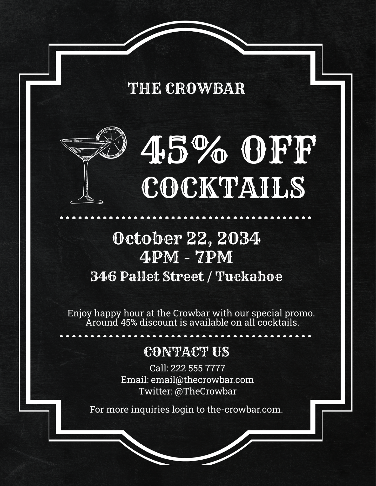 Free Framed Happy Hour Flyer Template