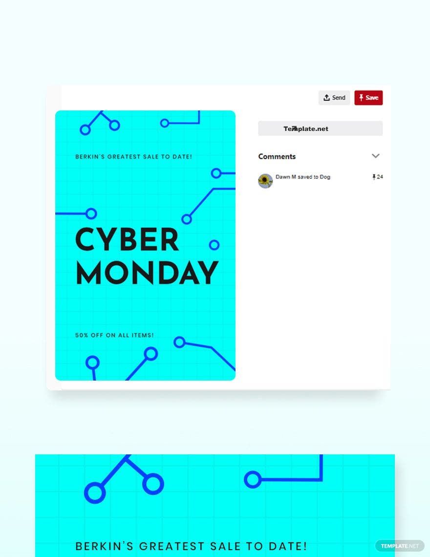Editable Cyber Monday Sale Pinterest Pin Template in PSD